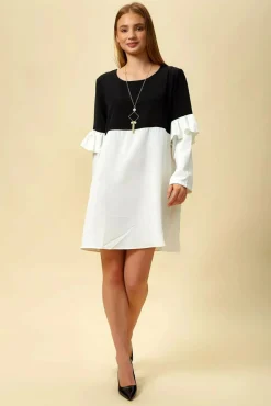 Women Hoxton Gal Colour Block Top With Frill Sleeve White Blossom