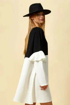 Women Hoxton Gal Colour Block Top With Frill Sleeve White Blossom