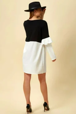 Women Hoxton Gal Colour Block Top With Frill Sleeve White Blossom