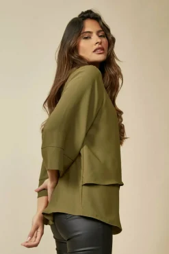 Women Hoxton Gal Layered Top 3/4 Sleeve With Necklace