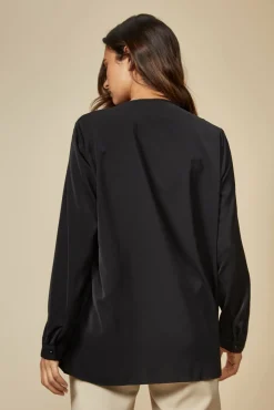 Women Hoxton Gal Oversized Long Sleeve Detail V Neck Top In