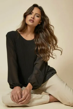 Women Hoxton Gal Oversized Pleated Top With Tulle