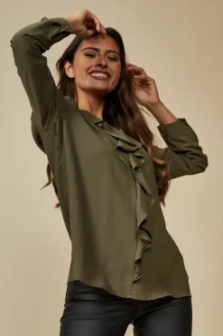 Women Hoxton Gal Oversized Top With Frilled Front