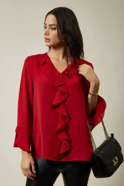 Women Hoxton Gal Oversized Top With Frilled Front