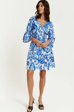 Women Hoxton Gal Oversized V Neck Detailed Floral Print Mini Dress