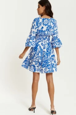 Women Hoxton Gal Oversized V Neck Detailed Floral Print Mini Dress