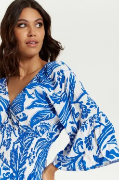 Women Hoxton Gal Oversized V Neck Detailed Floral Print Mini Dress