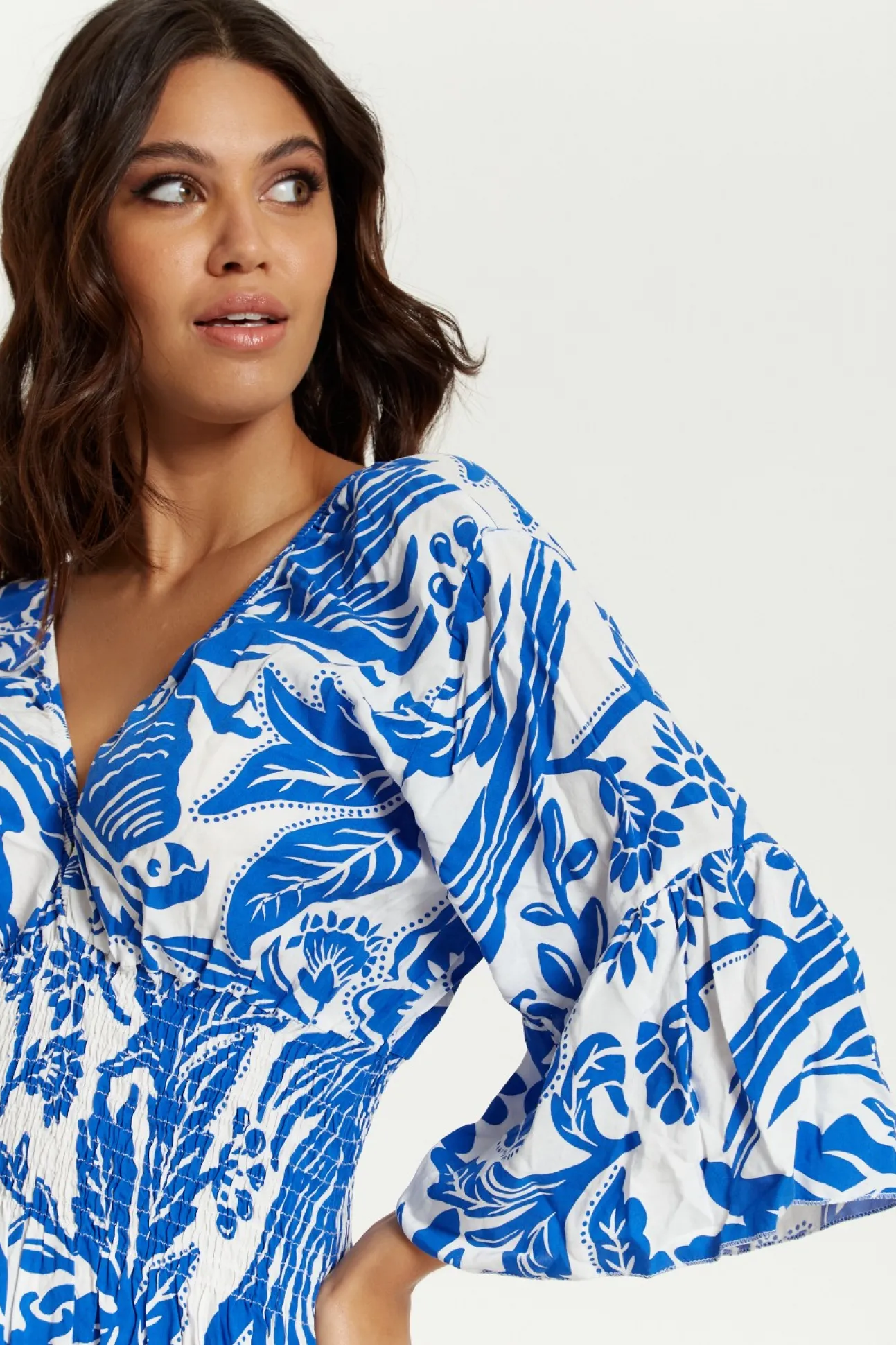 Women Hoxton Gal Oversized V Neck Detailed Floral Print Mini Dress