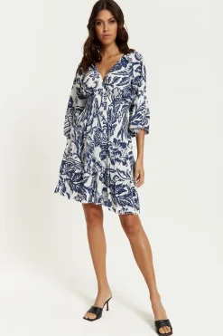 Women Hoxton Gal Oversized V Neck Detailed Floral Print Mini Dress