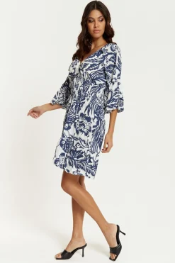 Women Hoxton Gal Oversized V Neck Detailed Floral Print Mini Dress