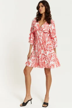 Women Hoxton Gal Oversized V Neck Detailed Floral Print Mini Dress