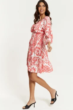 Women Hoxton Gal Oversized V Neck Detailed Floral Print Mini Dress