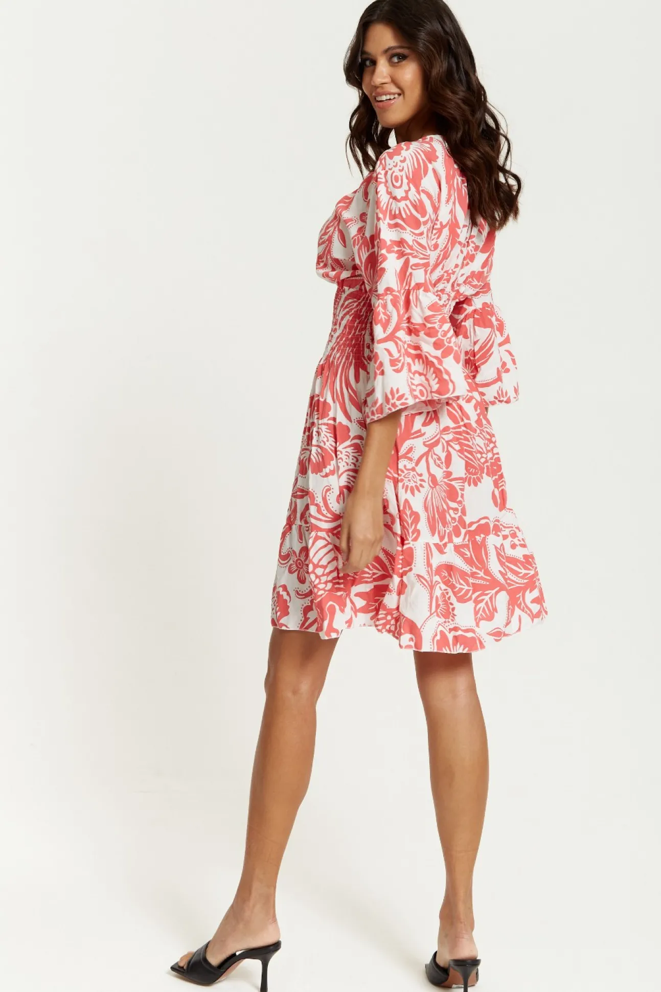 Women Hoxton Gal Oversized V Neck Detailed Floral Print Mini Dress