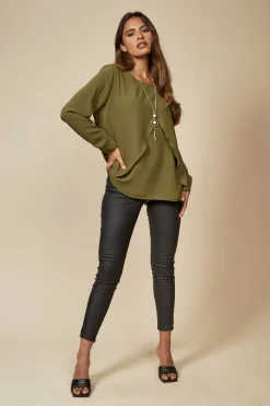 Women Hoxton Gal Relaxed Fit Layered Top With Necklace