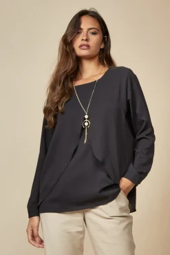 Women Hoxton Gal Relaxed Fit Layered Top With Necklace