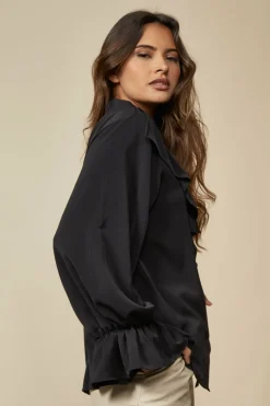 Women Hoxton Gal Ruffle Detail Front And Ruffle Sleeve Shirt