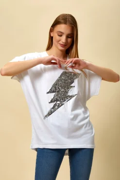 Women Hoxton Gal Sequin Flash Top Relaxed Fit In