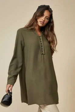 Women Hoxton Gal Tunic Shirt With Button Details In
