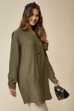 Women Hoxton Gal Tunic Shirt With Button Details In