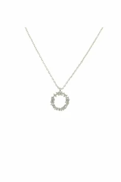 Women Last True Angel Crystal Cluster Circle Necklace In