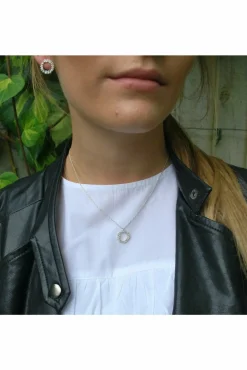 Women Last True Angel Crystal Cluster Circle Necklace In