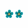 Women Last True Angel Matt Flower Earring In Green