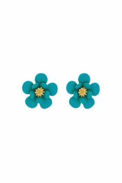 Women Last True Angel Matt Flower Earring In Green