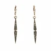 Women Last True Angel Thin Drop Crystal Earring In Gold & Pewter