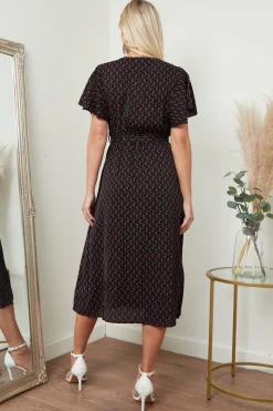 Women Lilura London Angel Sleeves Midi Wrap Dress In Floral