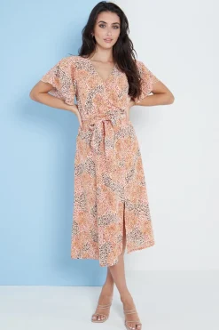 Women Lilura London Angel Sleeves Midi Wrap Dress