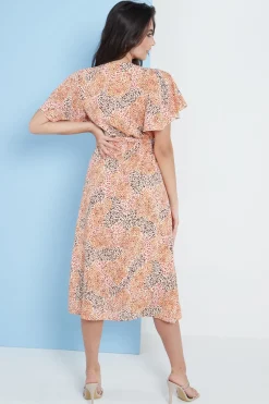 Women Lilura London Angel Sleeves Midi Wrap Dress