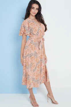 Women Lilura London Angel Sleeves Midi Wrap Dress