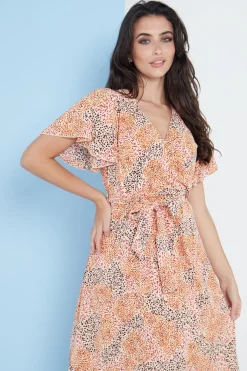 Women Lilura London Angel Sleeves Midi Wrap Dress