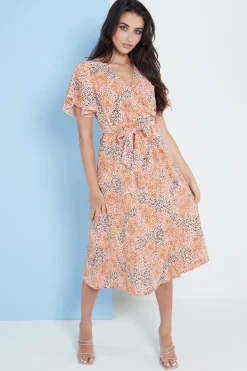 Women Lilura London Angel Sleeves Midi Wrap Dress