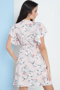 Women Lilura London Angel Sleeves Wrap Dress In Floral Print