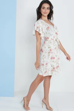 Women Lilura London Angel Sleeves Wrap Dress In Floral Print