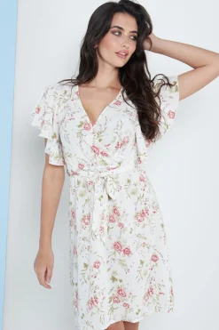 Women Lilura London Angel Sleeves Wrap Dress In Floral Print