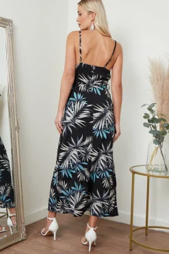 Women Lilura London Cami Wrap Midi Dress In Palm Print