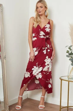 Women Lilura London Cami Wrap Midi Dress In Floral Print