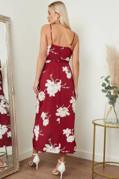 Women Lilura London Cami Wrap Midi Dress In Floral Print