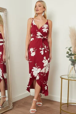 Women Lilura London Cami Wrap Midi Dress In Floral Print