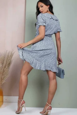 Women Lilura London Floral Frill Wrap Mini Dress