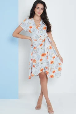Women Lilura London Midi Wrap Dress In Floral Print