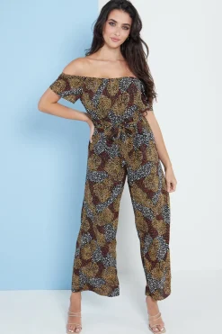 Women Lilura London Multi Spot Print Bardot Culotte Jumpsuit