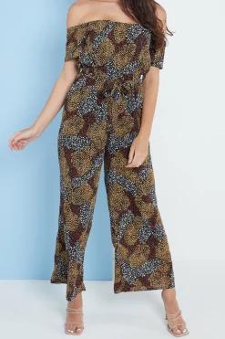Women Lilura London Multi Spot Print Bardot Culotte Jumpsuit