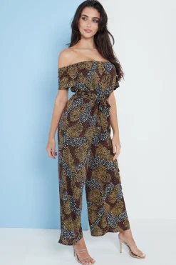 Women Lilura London Multi Spot Print Bardot Culotte Jumpsuit