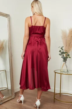 Women Lilura London Satin Cami Wrap Midi Dress