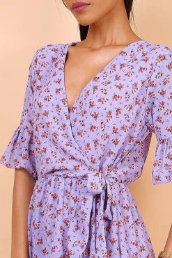 Women Lilura London Wrap Front Mini Dress With Tie Waist