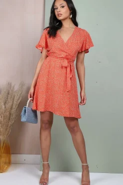 Women Lilura London Wrap Front Mini Dress In Polka Dot