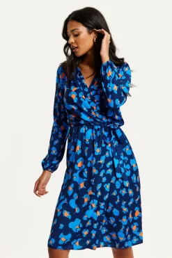 Women Liquorish Abstract Print Midi Fake Wrap Dress